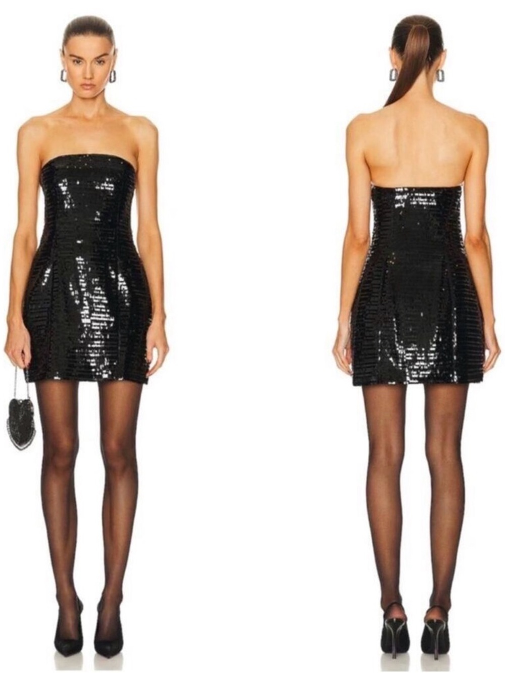A.L.C. Black Strapless Sequin Mini Dress